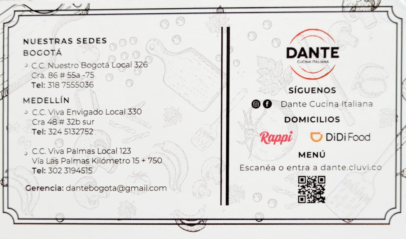 Dante Cucina Italiana - CC Nuestro Bogotá - La Rosca